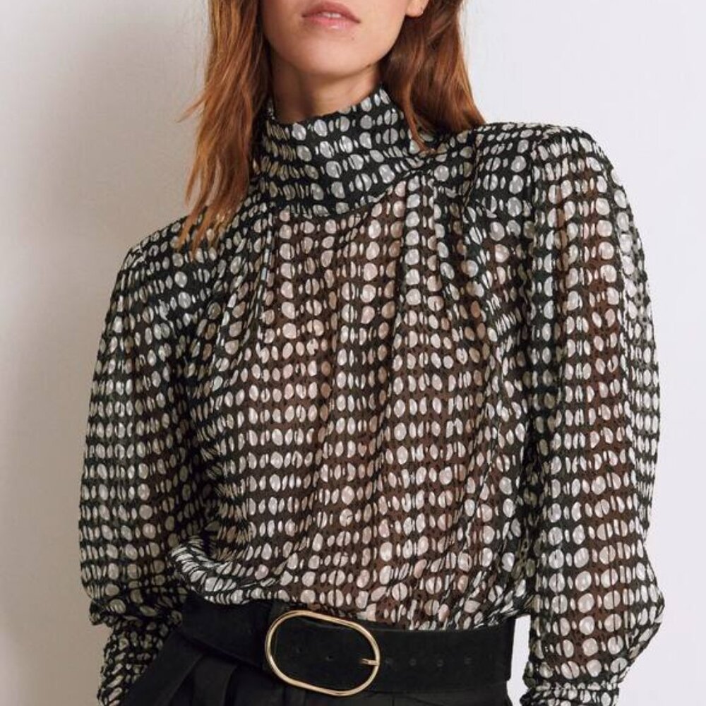 ba&sh Baldwin Printed V Back Blouse NWT